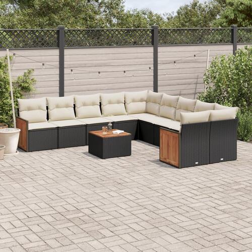 Sofasæt til haven 11 dele med hynder polyrattan sort