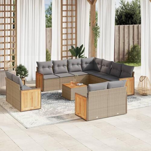 Sofasæt til haven 12 dele med hynder polyrattan beige