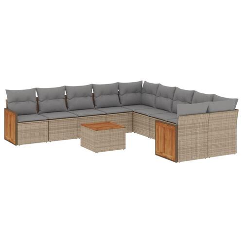 Sofasæt til haven 11 dele med hynder polyrattan beige
