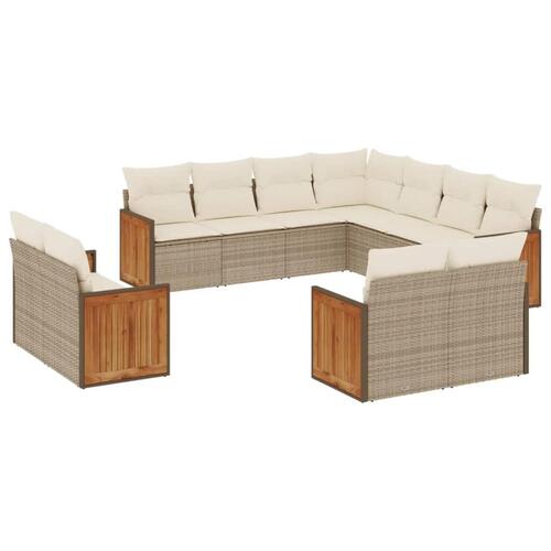 Sofasæt til haven 11 dele med hynder polyrattan beige