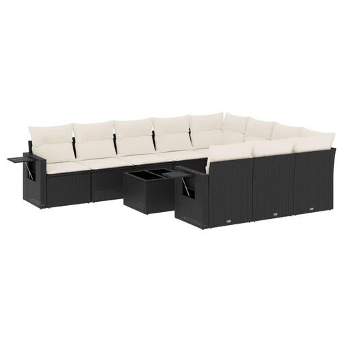 Sofasæt til haven 11 dele med hynder polyrattan sort