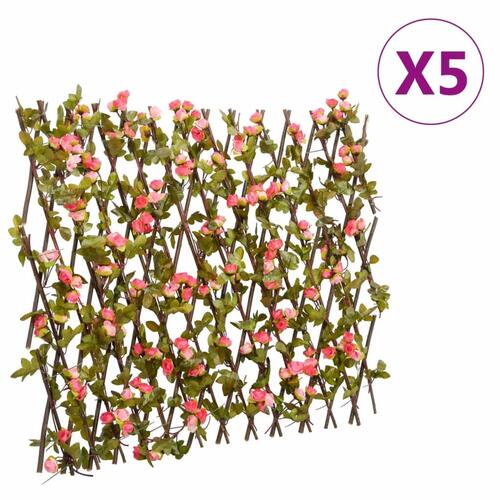 Espalierer med kunstig vedbend 5 stk. 180x60 cm udvidelig pink