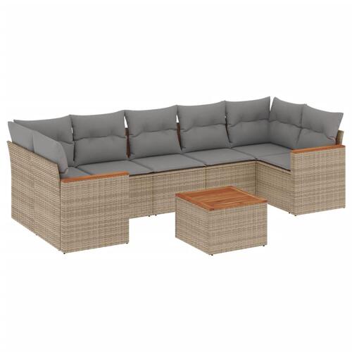 Sofasæt til haven 8 dele med hynder polyrattan beige