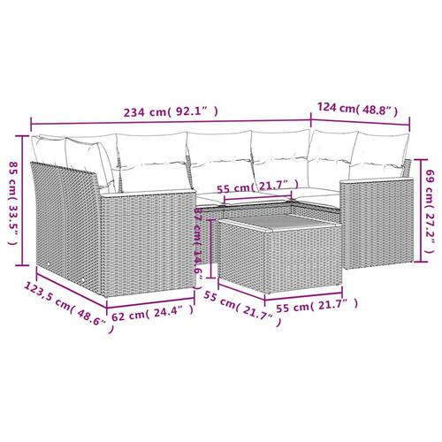 Sofasæt til haven 7 dele med hynder polyrattan beige