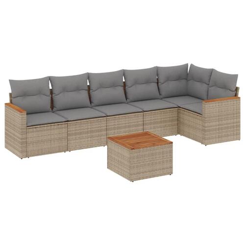 Sofasæt til haven 7 dele med hynder polyrattan beige