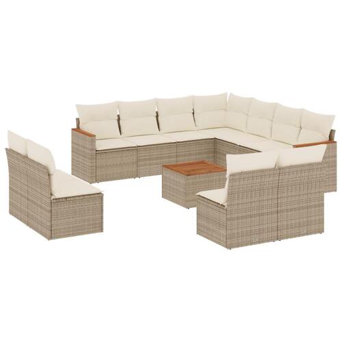 Sofasæt til haven 12 dele med hynder polyrattan beige