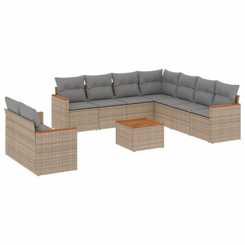 Sofasæt til haven 10 dele med hynder polyrattan beige