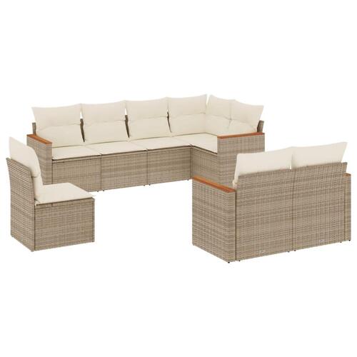 Sofasæt til haven 8 dele med hynder polyrattan beige