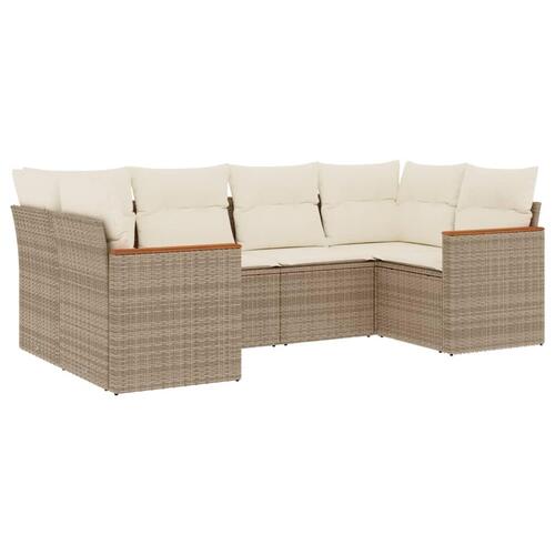 Sofasæt til haven 6 dele med hynder polyrattan beige
