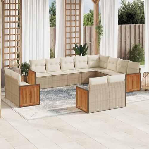 Sofasæt til haven 12 dele med hynder polyrattan beige