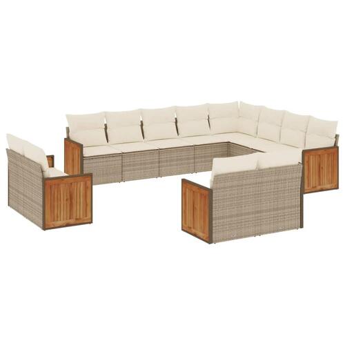 Sofasæt til haven 12 dele med hynder polyrattan beige