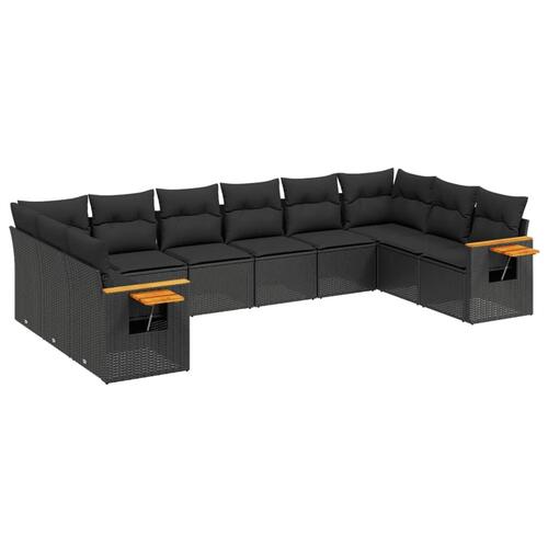 Sofasæt til haven 10 dele med hynder polyrattan sort