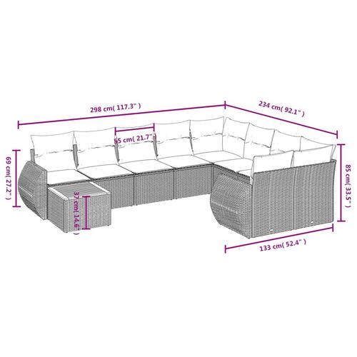 Sofasæt til haven 11 dele med hynder polyrattan beige