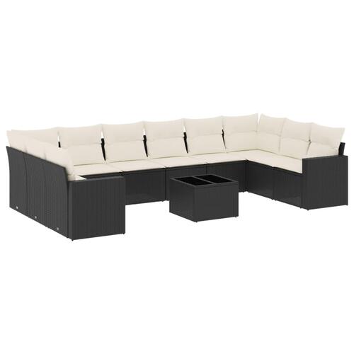 Sofasæt til haven 11 dele med hynder polyrattan sort