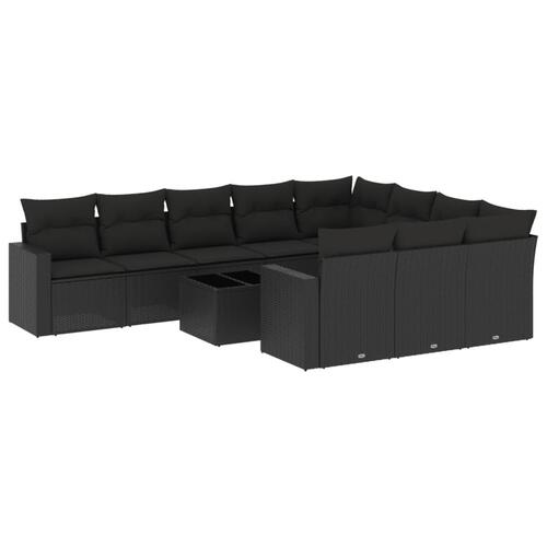 Sofasæt til haven 11 dele med hynder polyrattan sort