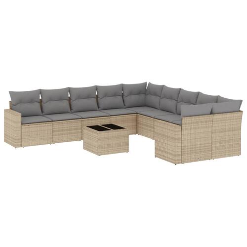 Sofasæt til haven 11 dele med hynder polyrattan beige