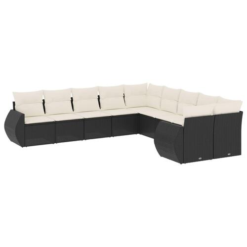 Sofasæt til haven 10 dele med hynder polyrattan sort