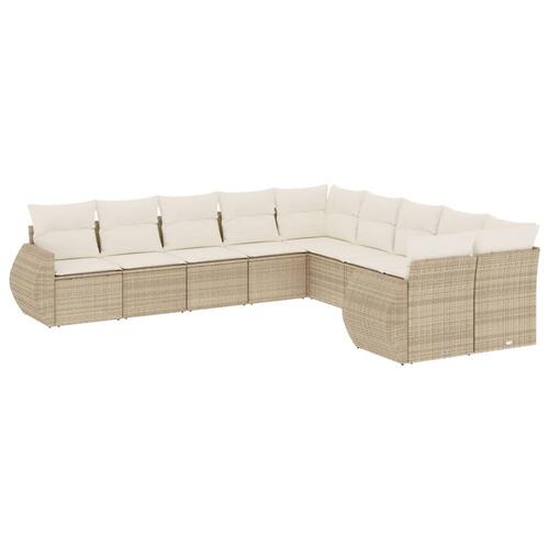 Sofasæt til haven 10 dele med hynder polyrattan beige