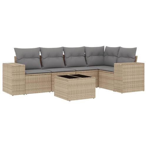 Sofasæt til haven 6 dele med hynder polyrattan beige