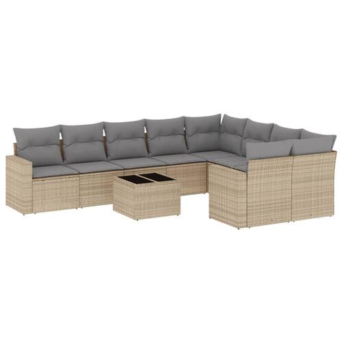 Sofasæt til haven 10 dele med hynder polyrattan beige