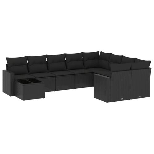Sofasæt til haven 10 dele med hynder polyrattan sort