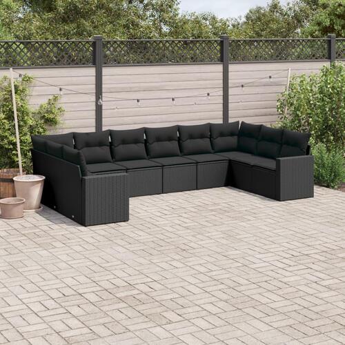 Sofasæt til haven 10 dele med hynder polyrattan sort