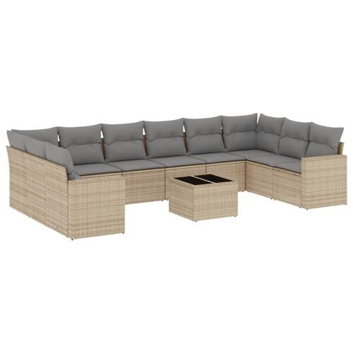Sofasæt til haven 11 dele med hynder polyrattan beige