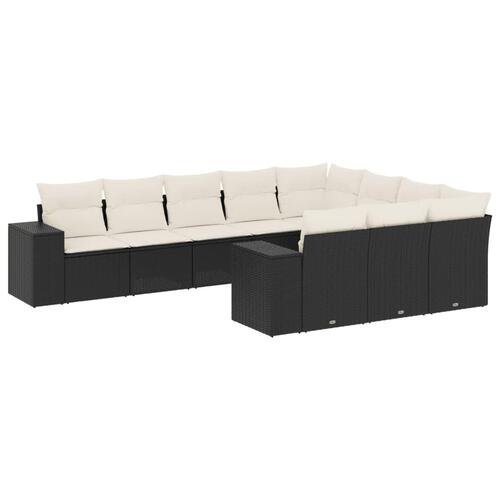 Sofasæt til haven 10 dele med hynder polyrattan sort