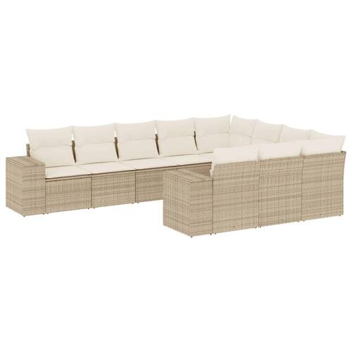 Sofasæt til haven 10 dele med hynder polyrattan beige