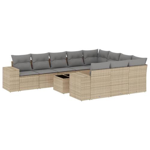 Sofasæt til haven 11 dele med hynder polyrattan beige