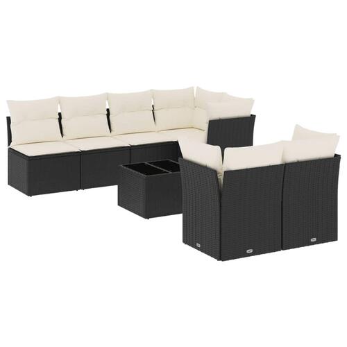 Sofasæt til haven 8 dele med hynder polyrattan sort