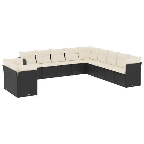 Sofasæt til haven 11 dele med hynder polyrattan sort
