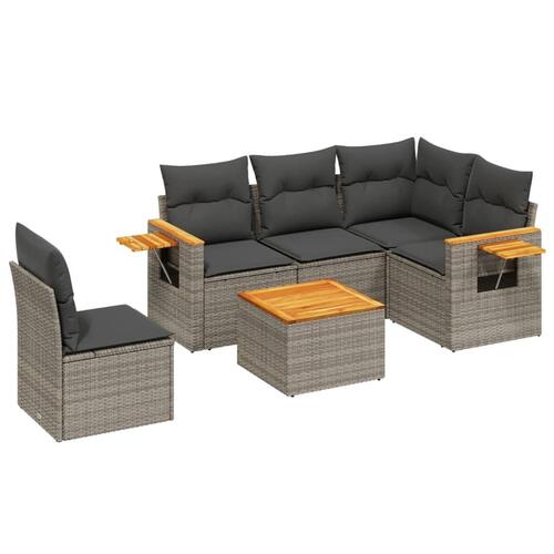Sofasæt til haven 6 dele med hynder polyrattan grå