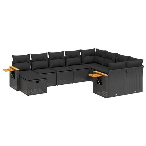 Sofasæt til haven 10 dele med hynder polyrattan sort