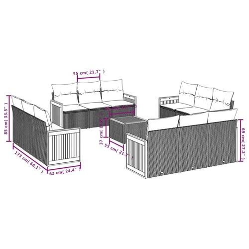 Sofasæt til haven 13 dele med hynder polyrattan beige