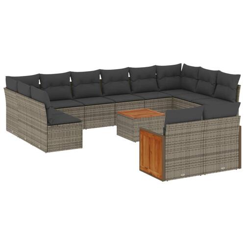 Sofasæt til haven 13 dele med hynder polyrattan grå