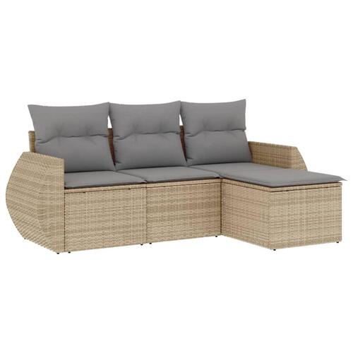 Sofasæt til haven 4 dele med hynder polyrattan beige