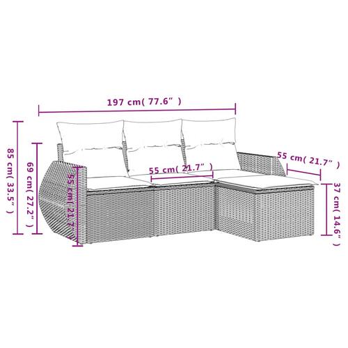 Sofasæt til haven 4 dele med hynder polyrattan beige
