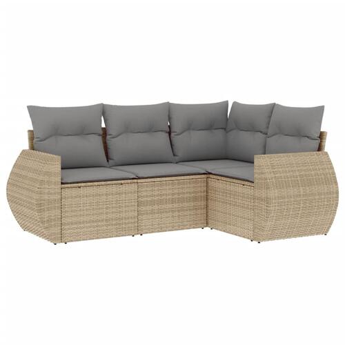 Sofasæt til haven 4 dele med hynder polyrattan beige