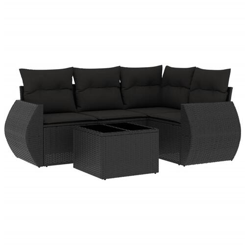 Sofasæt til haven 5 dele med hynder polyrattan sort
