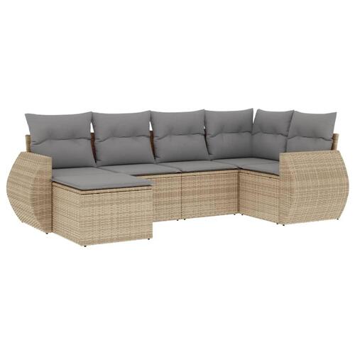 Sofasæt til haven 6 dele med hynder polyrattan beige