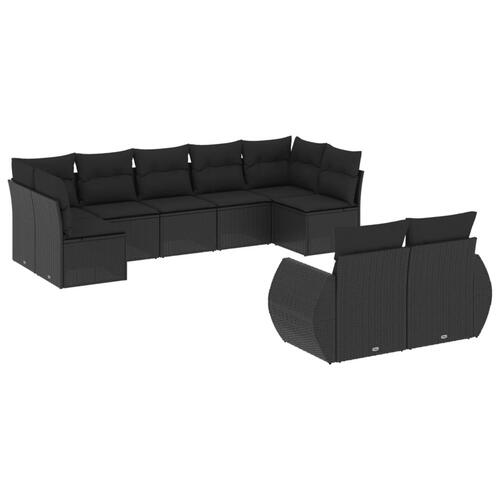 Sofasæt til haven 9 dele med hynder polyrattan sort