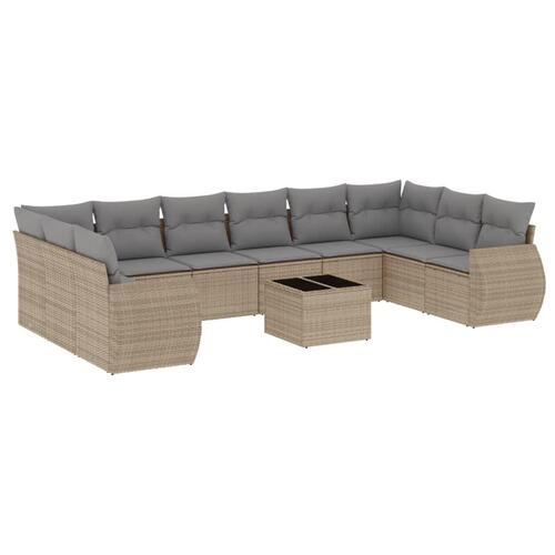 Sofasæt til haven 11 dele med hynder polyrattan beige