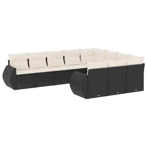 Sofasæt til haven 10 dele med hynder polyrattan sort