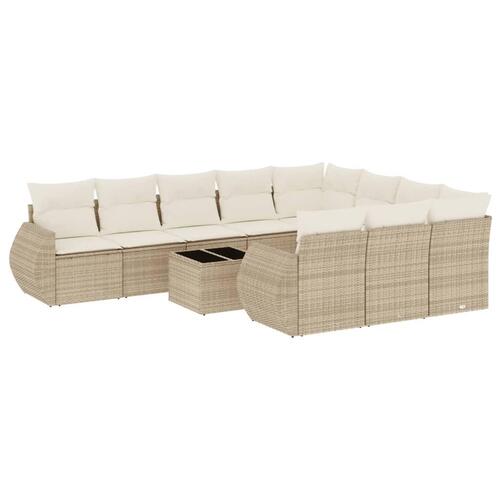 Sofasæt til haven 11 dele med hynder polyrattan beige