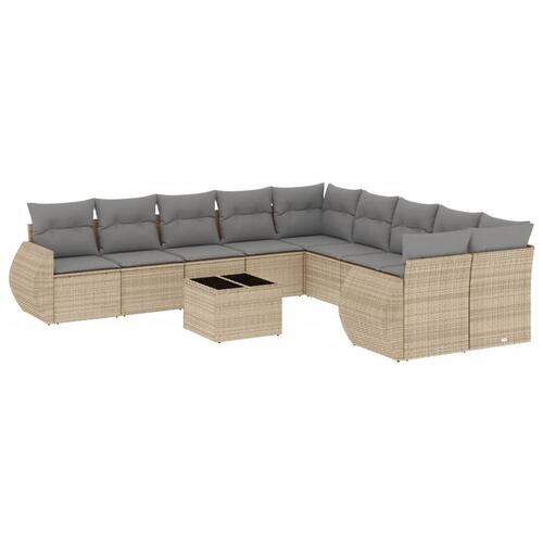Sofasæt til haven 11 dele med hynder polyrattan beige