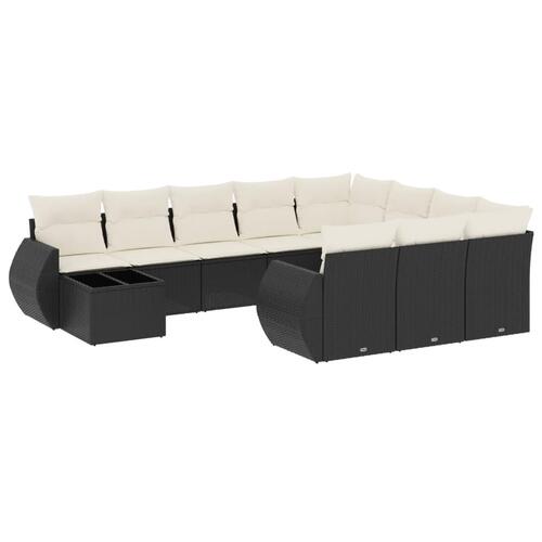 Sofasæt til haven 11 dele med hynder polyrattan sort