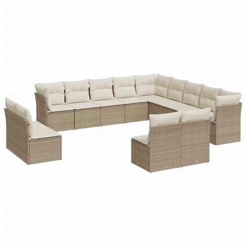 Sofasæt til haven 13 dele med hynder polyrattan beige