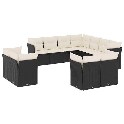 Sofasæt til haven 11 dele med hynder polyrattan sort