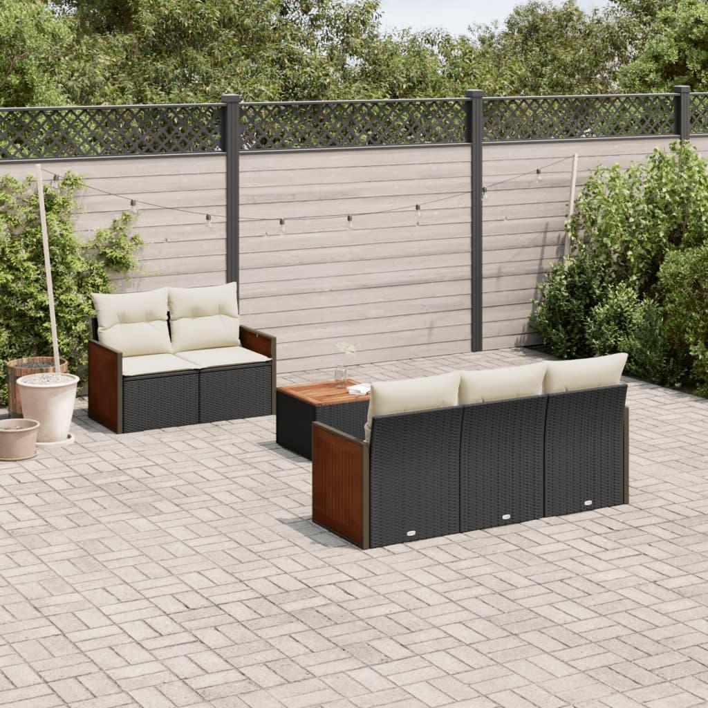Sofasæt til haven 6 dele med hynder polyrattan sort billede